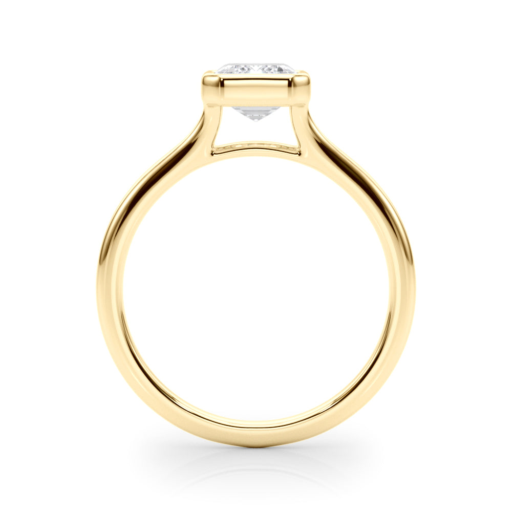 LUMEO Emerald Bezel Diamond Engagement Ring Side View in 18k Solid Yellow Gold 