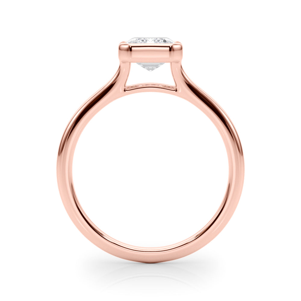 Emerald Bezel Diamond Engagement Ring Side View in 18k Solid Rose Gold 