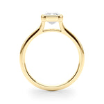 Emerald Bezel Diamond Engagement Ring Side View in 18k Solid Yellow Gold 