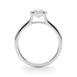 LUMEO Emerald Bezel Diamond Engagement Ring Side View in Platinum 