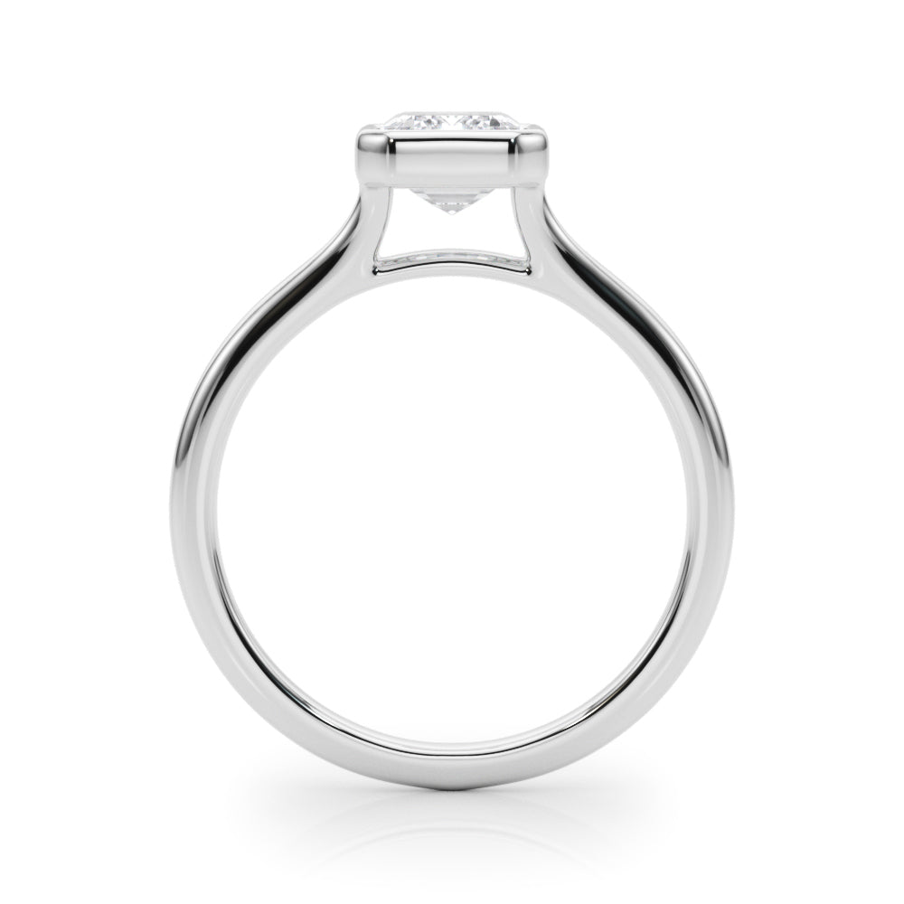 LUMEO Emerald Bezel Diamond Engagement Ring Side View in Platinum 