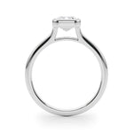 Emerald Bezel Diamond Engagement Ring Side View in Platinum or 18k Solid White Gold 