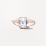 Emerald Bezel Diamond Engagement Ring Front View in 18k Solid Rose Gold 