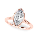 LUMEO Marquise Bezel Diamond Engagement Ring Front View in 18k Solid Rose Gold 