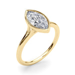 LUMEO Marquise Bezel Diamond Engagement Ring Angle View in 18k Solid Yellow Gold 