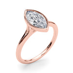 LUMEO Marquise Bezel Diamond Engagement Ring Angle View in 18k Solid Rose Gold 