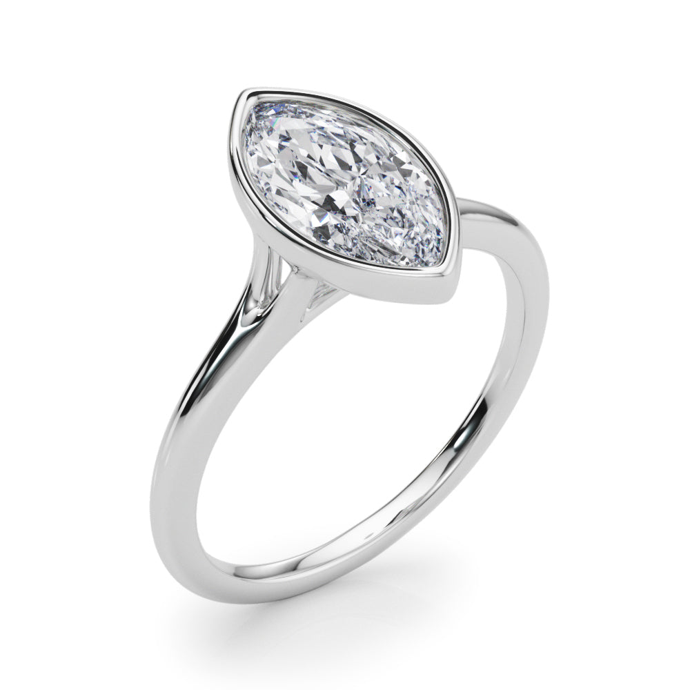 LUMEO Marquise Bezel Diamond Engagement Ring Angle View in Platinum 