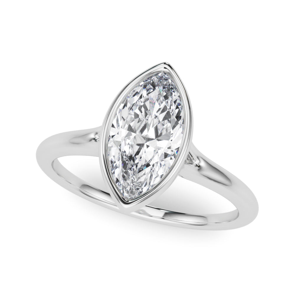 LUMEO Marquise Bezel Diamond Engagement Ring Front View in Platinum 