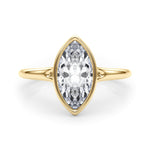 LUMEO Marquise Bezel Diamond Engagement Ring Set in 18k Solid Yellow Gold 
