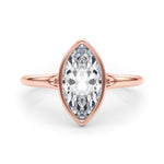 LUMEO Marquise Bezel Diamond Engagement Ring Set in 18k Solid Rose Gold 
