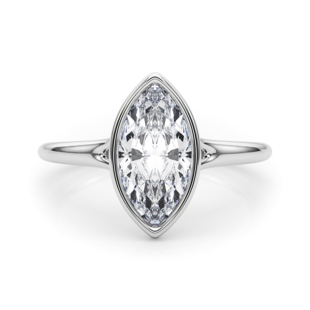 LUMEO Marquise Bezel Diamond Engagement Ring Set in Platinum 