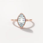 Marquise Bezel Diamond Engagement Ring Front View in 18k Solid Rose Gold 