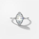 Marquise Bezel Diamond Engagement Ring Front View in Platinum or 18k Solid White Gold 
