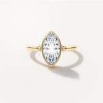 Marquise Bezel Diamond Engagement Ring Front View in 18k Solid Yellow Gold 