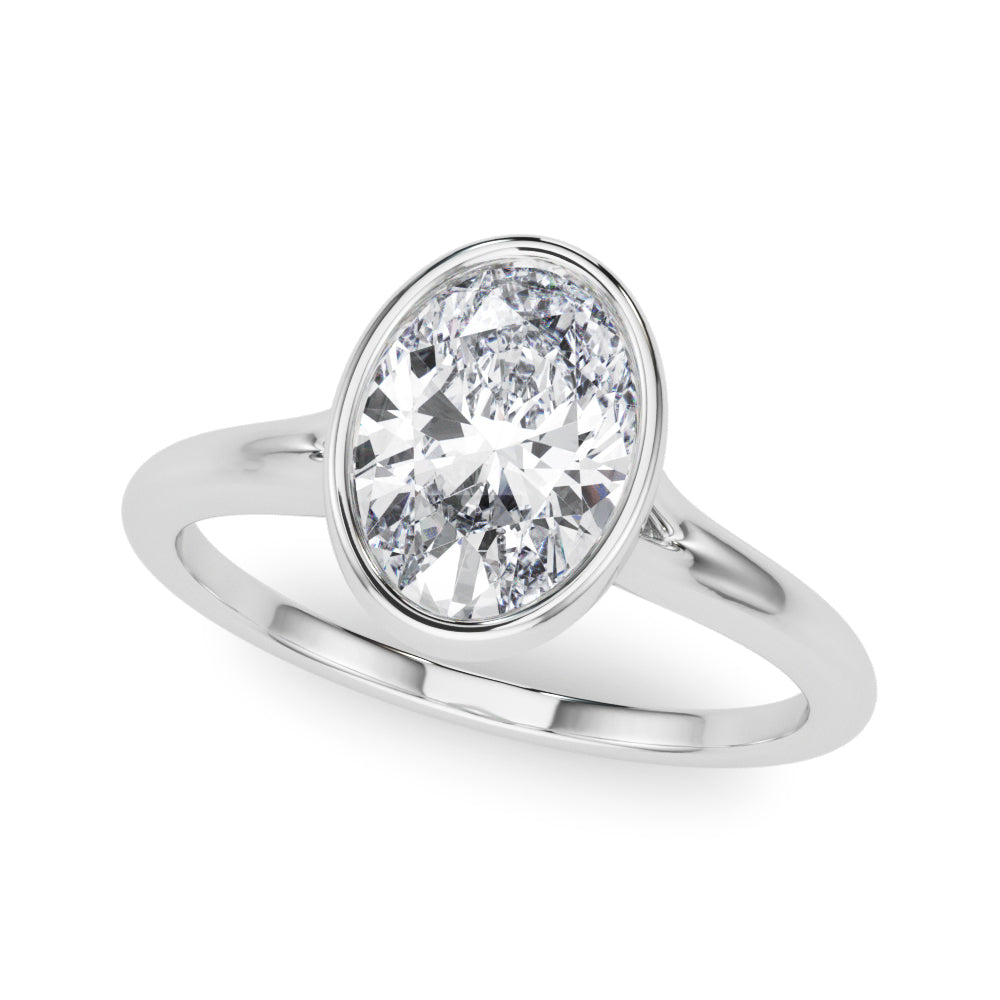 LUMEO Oval Bezel Diamond Engagement Ring Front View in Platinum 