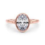 LUMEO Oval Bezel Diamond Engagement Ring Set in 18k Solid Rose Gold 