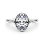 LUMEO Oval Bezel Diamond Engagement Ring Set in Platinum 