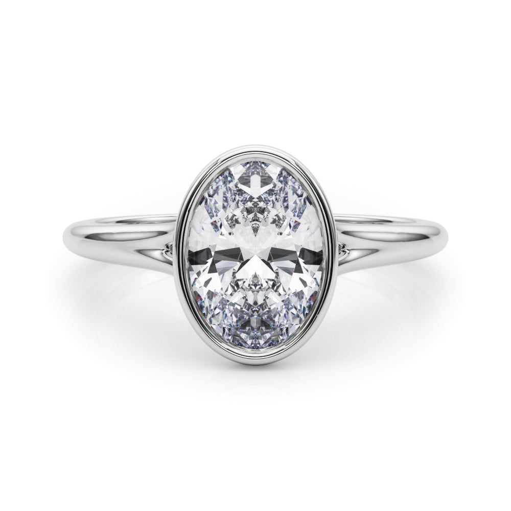 LUMEO Oval Bezel Diamond Engagement Ring Set in Platinum 
