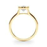 LUMEO Oval Bezel Diamond Engagement Ring Side View in 18k Solid Yellow Gold 