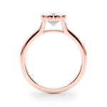 Oval Bezel Diamond Engagement Ring Side View in 18k Solid Rose Gold 