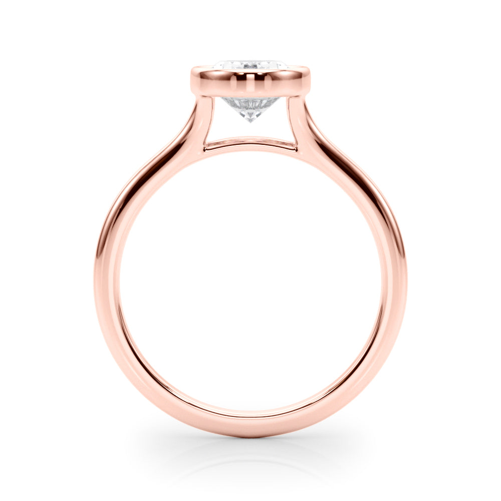 Oval Bezel Diamond Engagement Ring Side View in 18k Solid Rose Gold 