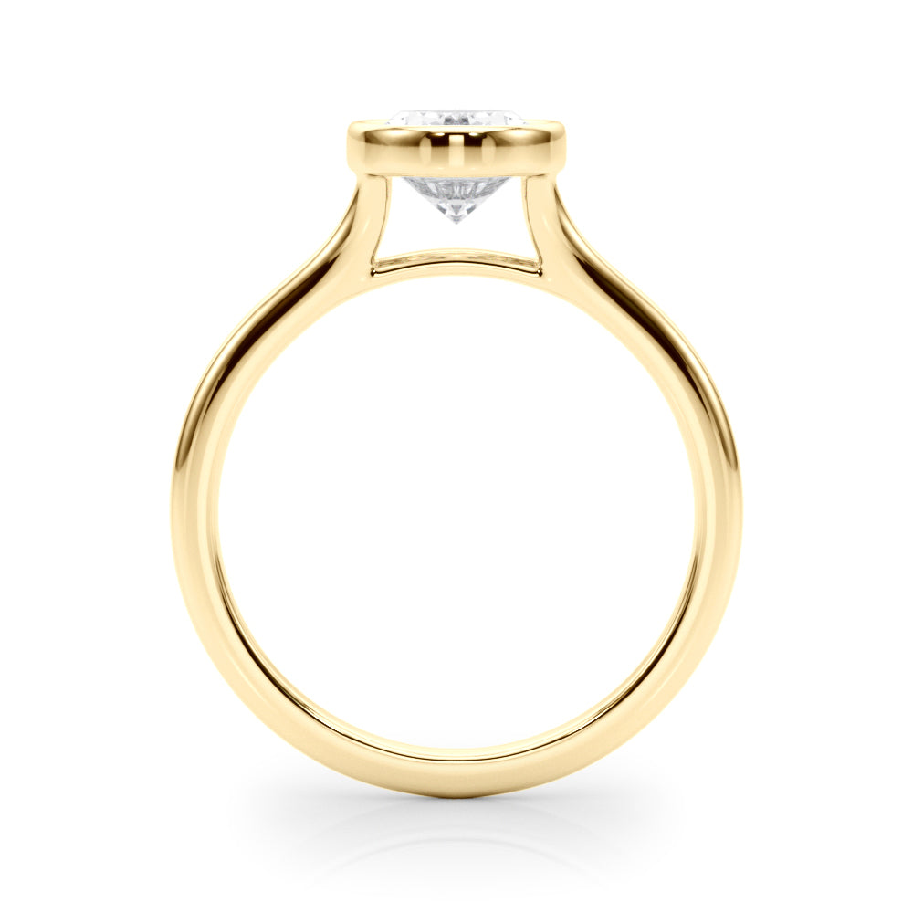 Oval Bezel Diamond Engagement Ring Side View in 18k Solid Yellow Gold 