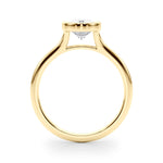 Oval Bezel Diamond Engagement Ring Side View in 18k Solid Yellow Gold 