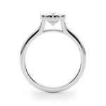 Oval Bezel Diamond Engagement Ring Side View in Platinum or 18k Solid White Gold 