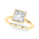LUMEO Princess Bezel Diamond Engagement Ring Front View in 18k Solid Yellow Gold 