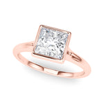 LUMEO Princess Bezel Diamond Engagement Ring Front View in 18k Solid Rose Gold 