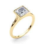 LUMEO Princess Bezel Diamond Engagement Ring Angle View in 18k Solid Yellow Gold 