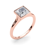 LUMEO Princess Bezel Diamond Engagement Ring Angle View in 18k Solid Rose Gold 
