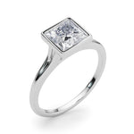 LUMEO Princess Bezel Diamond Engagement Ring Angle View in Platinum 