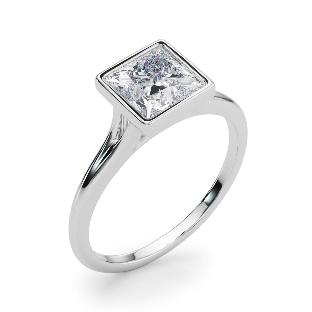 LUMEO Princess Bezel Diamond Engagement Ring Angle View in Platinum 