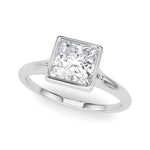 LUMEO Princess Bezel Diamond Engagement Ring Front View in Platinum 