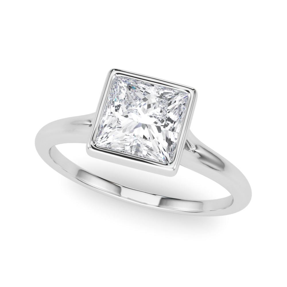 LUMEO Princess Bezel Diamond Engagement Ring Front View in Platinum 