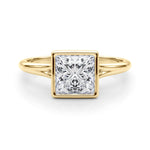 LUMEO Princess Bezel Diamond Engagement Ring Set in 18k Solid Yellow Gold 