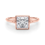 LUMEO Princess Bezel Diamond Engagement Ring Set in 18k Solid Rose Gold 