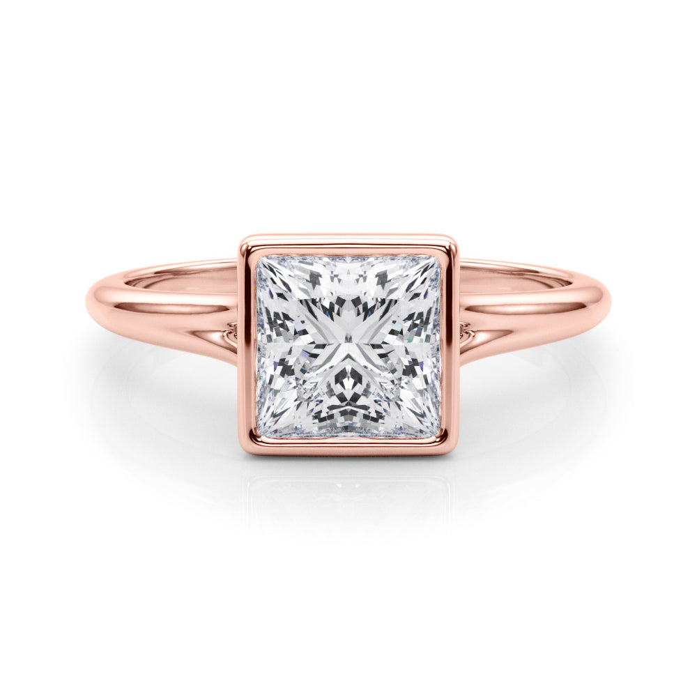 LUMEO Princess Bezel Diamond Engagement Ring Set in 18k Solid Rose Gold 