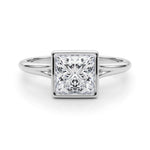 LUMEO Princess Bezel Diamond Engagement Ring Set in Platinum 