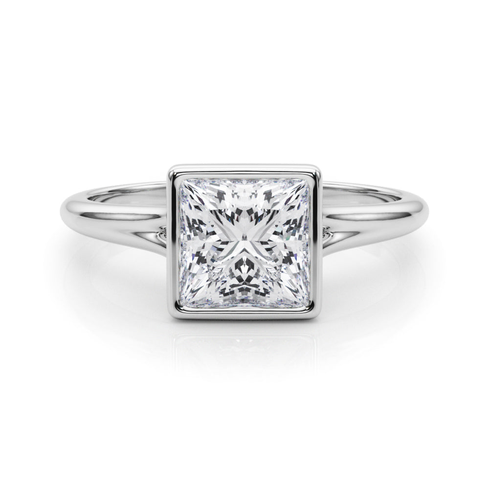 LUMEO Princess Bezel Diamond Engagement Ring Set in Platinum 