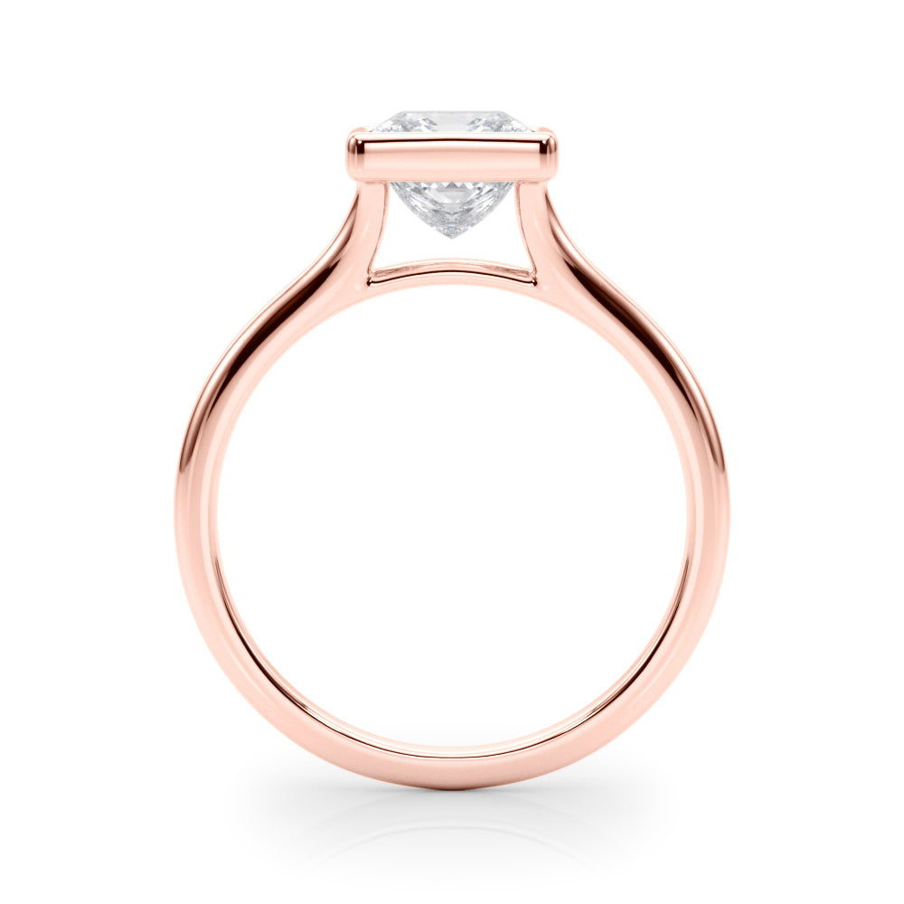 Princess Bezel Diamond Engagement Ring Side View in 18k Solid Rose Gold 