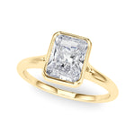 LUMEO Emerald Bezel Diamond Engagement Ring Front View in 18k Solid Yellow Gold 
