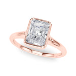 LUMEO Emerald Bezel Diamond Engagement Ring Front View in 18k Solid Rose Gold 