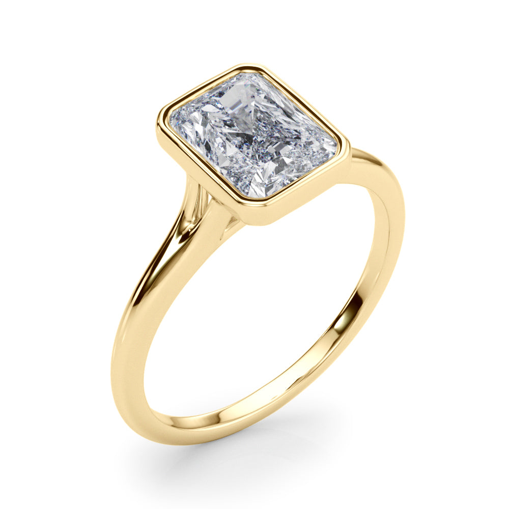 LUMEO Emerald Bezel Diamond Engagement Ring Angle View in 18k Solid Yellow Gold 