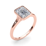 LUMEO Emerald Bezel Diamond Engagement Ring Angle View in 18k Solid Rose Gold 