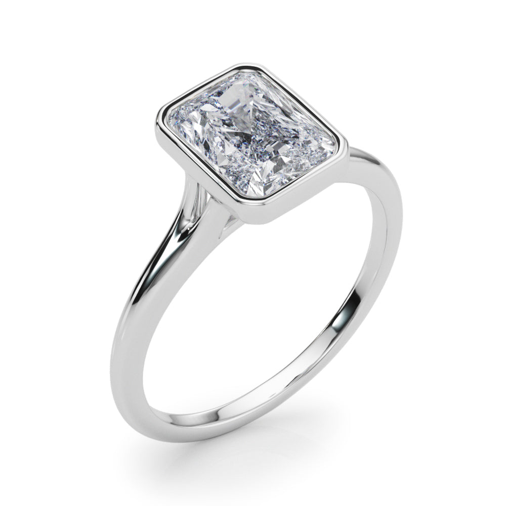 LUMEO Emerald Bezel Diamond Engagement Ring Angle View in Platinum 