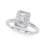 LUMEO Emerald Bezel Diamond Engagement Ring Front View in Platinum 