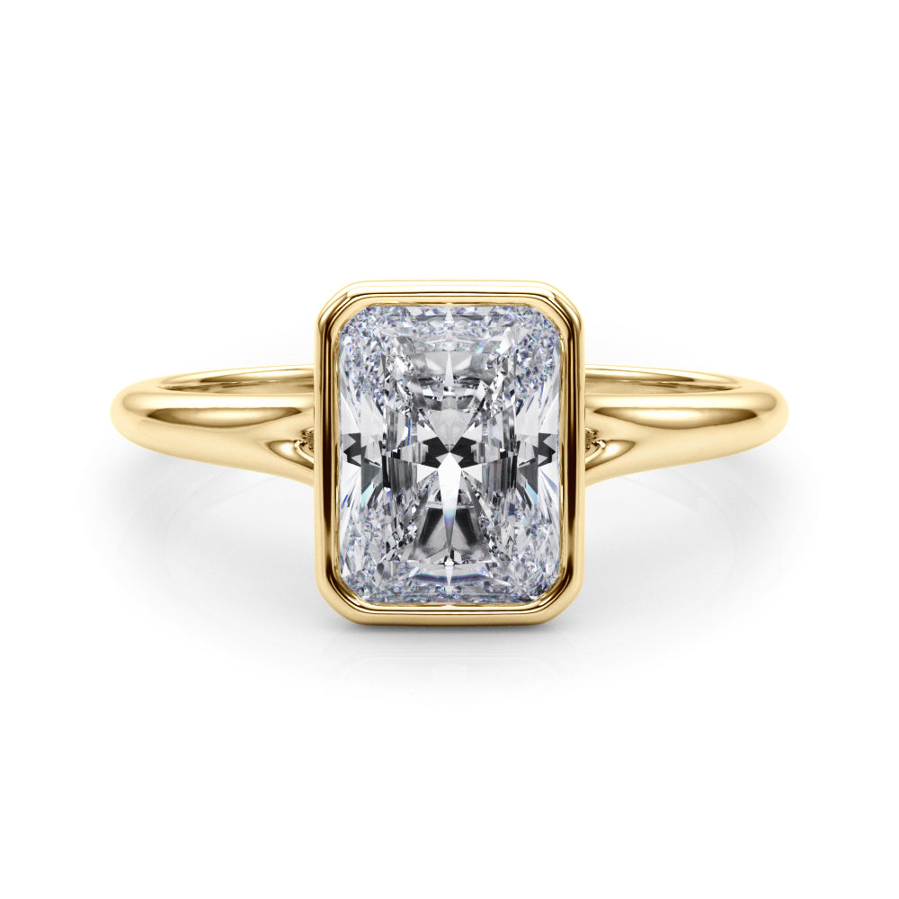 LUMEO Emerald Bezel Diamond Engagement Ring Set in 18k Solid Yellow Gold 