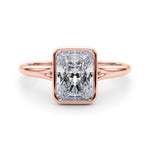 LUMEO Emerald Bezel Diamond Engagement Ring Set in 18k Solid Rose Gold 
